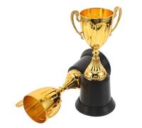 KOMBIUDA 2pcs Mini Gold Plastic Trophies with Square Base for School Classroom Rewards and Sports Competitions Durable Compact Award Cups with Radiant Gold Finish Portable Recognition for