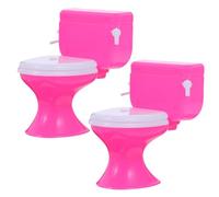 KOMBIUDA 2pcs Mini Toilet Set, Plastic Simulation Dollhouse Bathroom Furniture, Interactive Pink Miniature Potty Chair for Boys and Pretend Play Random Color Random Color