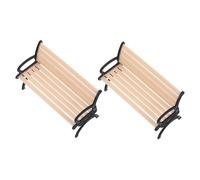 KOMBIUDA 2PCS Miniature Village Bench for Dollhouse Garden Decor Realistic Mini Park Chairs in Natural Wood Color Sturdy Wear-resistant Material for DIY Micro Landscape and Creative Play