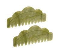 KOMBIUDA 2pcs Natural Jade Hair Combs for Scalp Massage Hair Care Tools to Blood Flow and Release Tension Smooth Surface for Gentle Massage for Home Use