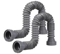 KOMBIUDA 2pcs Plastic Flexible Drain Extender Hose with U Bend Pipe for Sink Drain, Expandable Drainage Connection Tubing Ensuring Safe Use and Returning to Original Shape, for Home