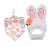 KOMBIUDA 2pcs Porch Goose Costume Set with Bunny Ear Hat and Bandana for Outdoor Patio Decoration Charming Spring for Garden Festivities