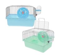 KOMBIUDA 2pcs Portable Small Animal Travel Cage with Water Bottle and Exercise Wheel Lightweight Secure Hamster Carrier for Outdoor Use Multi-functional Design for Hamsters Mice and Dwarf