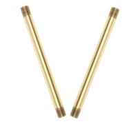 KOMBIUDA 2pcs Pure Copper Straight Tube with Dual External Threads Hollow Design for DIY Wall Lamps and Pendant Lighting Fixtures Gold Finish Table Rod Replacement Parts