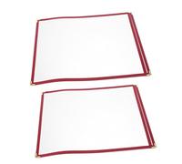 KOMBIUDA 2Pcs PVC Transparent Menu Holders Protective Covers for Restaurant Bar Cafe Menu Display Book Folder Red Single Page