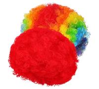 KOMBIUDA 2pcs Rainbow Afro Wigs Lightweight Clown Costume Hairpieces for Halloween Party Disco Theme with Vibrant Colors and Easy Wear Design