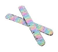 KOMBIUDA 2pcs Rainbow Slap Bracelets for Glitter Wristbands Comfortable Snap Bands for Boys Party Supplies for Showers Birthdays and Everyday Fun