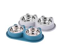 KOMBIUDA 2pcs Raised Stainless Steel Pet Bowls with Non-slip Base Anti-ant Frog-shaped Dog Food and Water Bowls for Puppies and Cats Outdoor Feeding Station with Spill-resistant Design