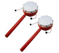 KOMBIUDA 2pcs Rattle Drum Hand Bell Two Sided Sheepskin Wooden Rattle for Boy Girl White Painted Surface Promotes Listening Skills Hand Flexibility