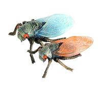KOMBIUDA 2Pcs Realistic Simulation Cicadas Model Set, Lifelike Blue and Orange Insect Figurines for Educational Display and Scientific Recognition, Decorative Insect Playset for and