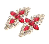 KOMBIUDA 2pcs Red Rhinestone Bridal Shoe Clips - Detachable Sparkling Floral Shoe Charms for Women’s Wedding, Prom, and Party High Heel Accessories