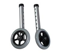 KOMBIUDA 2pcs Replacement Wheels for Folding Walker and Walking Aid, Aluminium Alloy Material with Silver Finish, Smooth Rolling Function and Max Loading Capacity, for Disabled Mobility