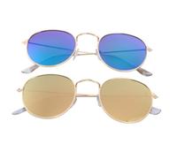KOMBIUDA 2pcs Retro Round Frame Sunglasses Lightweight Film Lens Stylish Eyewear for Women Outdoor Sports Beach Vacation Wear-resistant Frames