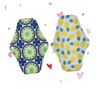 KOMBIUDA 2PCS Reusable Menstrual Pads Washable Bamboo Carbon Sanitary Napkins for Women Random Pattern Durable Easy to Clean Comfortable Skin Touch
