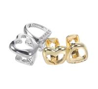 KOMBIUDA 2pcs Rhinestone Bling Tooth Grills for Women Men Hip Hop Jewelry Heart Star Design Fake Teeth Accessories Halloween Costume Charms