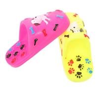 KOMBIUDA 2pcs Rubber Dog Molar Chewing with Whistle Sound Bite-resistant Pet Supplies for Puppies Non-toxic Interactive Chew Slippers in Random Colors