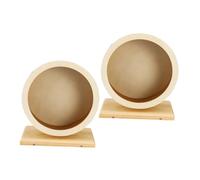 KOMBIUDA 2pcs Silent Hamster Running Wheel with Soft Cork Liner Wooden Exercise for Dwarf Hamsters Rats Hedgehogs and Small Pets Comfortable Paw Protection Quiet Small Animal Saucer