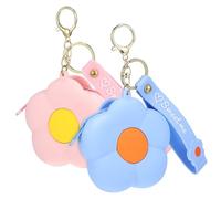 KOMBIUDA 2Pcs Silicone Coin Purse Flower Shape Compact Wallets with Zipper Closure for Women Lightweight Mini Change Pouch for Keys Cards Earphones Cosmetics Cute Cartoon Design in Sky Blue