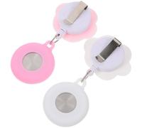 KOMBIUDA 2pcs Silicone Nurse Pocket Watch with Retractable Clip Adorable Stretchable Fob Watches for Women Medical Staff Soft Smiling Cloud Pink Cat Paw Design