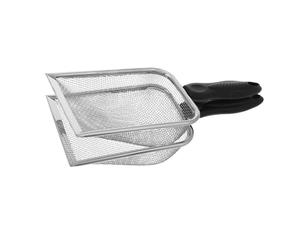 KOMBIUDA 2pcs Stainless Steel Cat Litter Scoop with 2mm Mesh Screen, Black Handle Pet Litter Box Cleaner Shovel for Kitten and Cat Waste Sifting, Sturdy Metal Pet Food and Gardening Shovel
