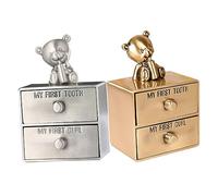 KOMBIUDA 2pcs Teeth Box Metal First Tooth Curl Keepsake Storage for Boy Girl Essentials