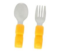 KOMBIUDA 2pcs Training Tableware Boy Girl Utensils Stainless Steel Spoon Fork for Boy Girl Learning to Eat Dinning Utensils