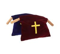 KOMBIUDA 2pcs Velvet Church Offering Bags with Wooden Handles Capacity Religious Donation Pouches for Worship Baptism Communion Wedding Funeral Collection Portable Church Supply