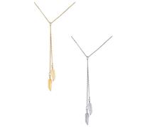 KOMBIUDA 2Pcs Versatile Leaf-shaped Necklace Elegant Golden Silver Clavicle Pendant Stylish Women Clothes Accessory Chic Creative Chain for Fashion Trends