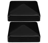 KOMBIUDA 2pcs Weatherproof Iron Fence Post Caps Pyramid Decorative Wood Railing End Covers for Outdoor Deck Gate Protection