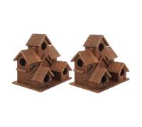 KOMBIUDA 2pcs Wooden Birdhouse Nest Boxes Outdoor Rustic Cottage Style with Bird Feeder Premium Wood Garden Decor for Patio Backyard Bird Watching and Wildlife