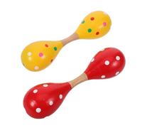 KOMBIUDA 2pcs Wooden Double-headed Maracas Shaker for Musical Instruments for Early Education Rhythm Training Bonding
