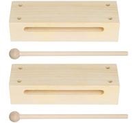 KOMBIUDA 2pcs Wooden Percussion Instruments for Boys and Girls and Adults Beech Wood Music Teaching Tool with Mallets for Music Education and Performance