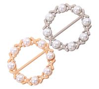 KOMBIUDA 2pcs Zinc Alloy Scarf Buckle Clips with Pearl Accent Durable Silk Scarf Fasten Clip for Womens Shawls and Wraps Simple Elegant Clothes Ornament Accessories
