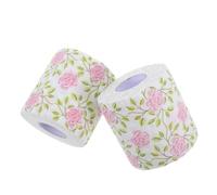 KOMBIUDA 2rolls Skin-Friendly Soft Paper Rose Floral Printed Toilet Tissue Decorative Napkins for Home