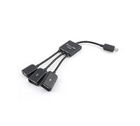 KOMBIUDA 3 in 1 Micro Usb Hub Adapter Otg Cable Male to Female Usb 2.0 Hub for Smartphones Tablets Black Adapter