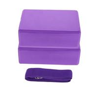 KOMBIUDA 3 Pcs Yoga Blocks and Stretch Strap Set High Density Eva Foam Bricks with Comfortable Grip for Stretching Strengthening and Stability and Yoga Flexibility Props
