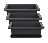 KOMBIUDA 3 Sets Rectangular Plastic Flower Pots Bonsai Tree Container Shallow for Indoor Balcony Garden Decor and Growing Plants