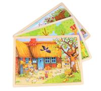 KOMBIUDA 3 Sets Wooden Jigsaw Puzzles for Cartoon Animal Educational with Farm Zoo Tree House Themes Fine Craftsmanship Safe Smooth Finish Brain-boosting Learning gift for for for for for for for Boys