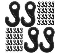KOMBIUDA 300pcs Black Plastic Rv Awning Hooks S-shaped Tent Light Hanging Hooks for Outdoor Camping Canopy and Hiking Accessories