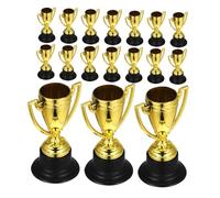 KOMBIUDA 32pcs Mini Plastic Trophies for Golden Finish Motivational Award Cups for Sports Competitions Party Favors School Activities and Spelling Bee Rewards