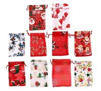 KOMBIUDA 36pcs Christmas Organza Bags with Drawstring Closure Pouches for Candy Wrapping Holiday Decor and Party Favor Storage