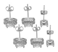 KOMBIUDA 3pairs round Square Tiny Stud Earrings Set for Women Cubic Zirconia Earring Studs Cute Small for Everyday Wear Christmas Goody Bag Stuffers