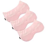 KOMBIUDA 3pcs Adjustable Satin Sleep Mask for Women Men Light Blocking Breathable Eye Cover with Cooling Reusable Ice Patches Soft Silky Comfortable Eye Shades for Sleeping Travel and Night