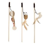 KOMBIUDA 3Pcs Cat Teaser with Handle Interactive Flirting Sticks for Indoor Cats Creative Design with Bells Engaging Play for Kittens to Jump and Chase