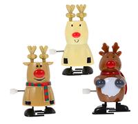 KOMBIUDA 3Pcs Christmas Wind Up for Funny Santa Claus and Reindeer Interesting Accessories for Holiday Fun and Decorations