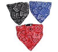 KOMBIUDA 3pcs Dog Bandana Collar Set with Breathable Cotton Fabric, Plaid Triangle Bandanas for Small to Large Dogs, Multi-color Red Blue Black, Adjustable Pet Neck Scarf for Daily Wear