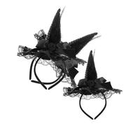 KOMBIUDA 3pcs Halloween Witch Hat Headband for Women and Sequin Embellished Witch Headpiece with Elegant Lace Trim Flexible and Practical Hair Accessories for Party Cosplay Dress Up