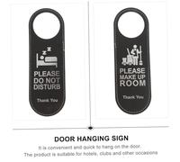 KOMBIUDA 3Pcs Leather Hotel Door Hanging Signs Double-sided Do Not Disturb and Please Clean Tags Clear Text Easy to Hang Hospitality Door Signs Black