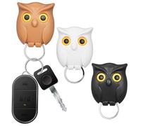 KOMBIUDA 3pcs Magnetic Owl Key Holders Wall Key Organizer for Door Entryway with Secure Magnetism in Black White