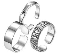 KOMBIUDA 3pcs Men S Retro Open Rings Wide Band Punk Goth Rings for Men Alloy Minimalist Statement Finger Skin Friendly Fashion Jewelry for Party and
